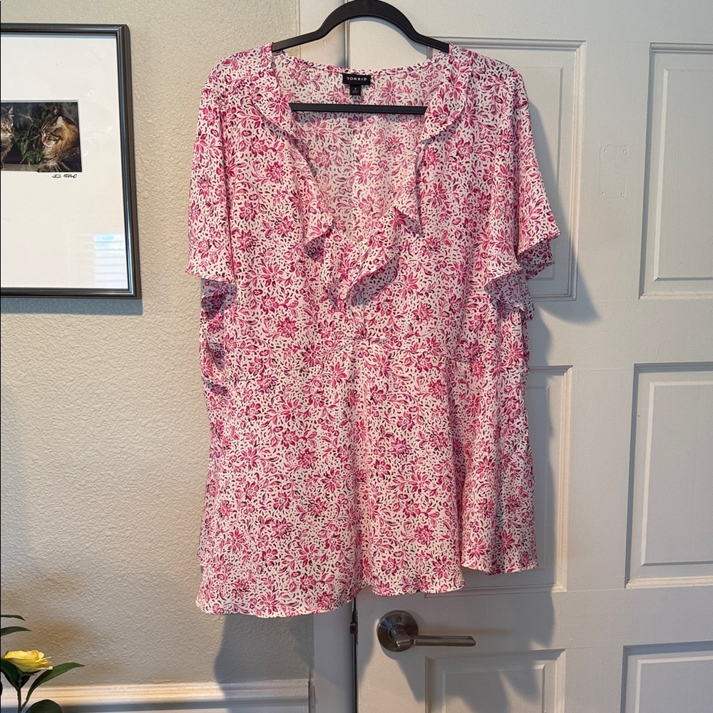 Torrid Pink Floral Blouse